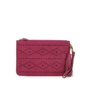 NEW ISABELLA FIORE RASPBERRY EMMA  LEATHER CLUTCH